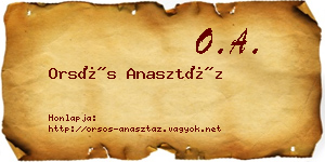 Orsós Anasztáz névjegykártya